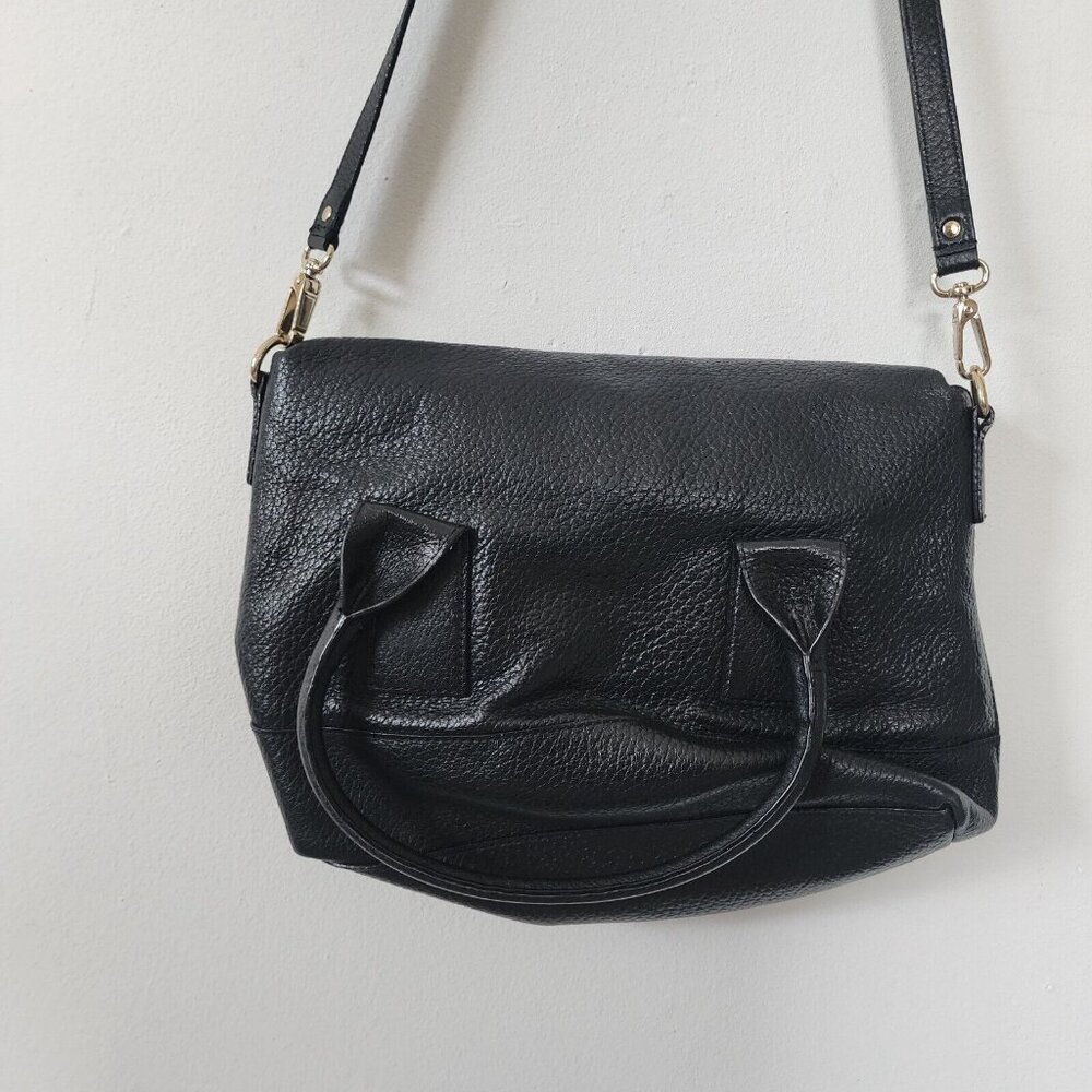 Kate Spade Black Pebble Leather Crossbody Purse Flap Snap Button Close - Picture 8 of 8